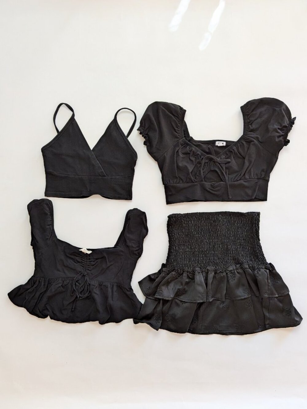 Bundle of Trendy Black Cropped Tops & Bandeau